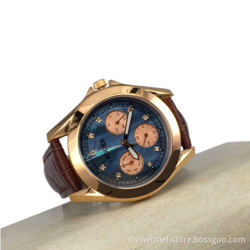 Custom Multi-functional Watch 3 ATM Water Resistant Rose Gold Lady Wrist Watch